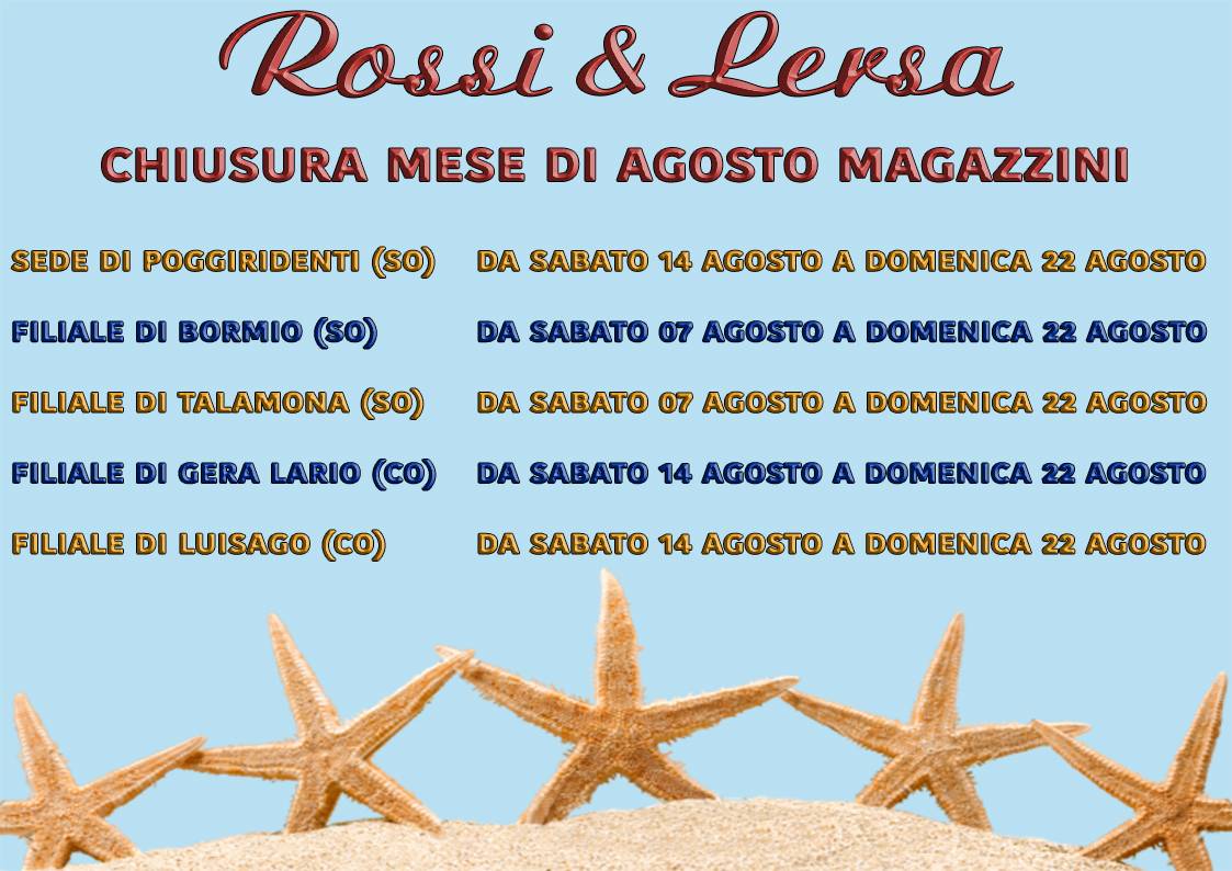 Ferie Agosto 2021: Magazzini